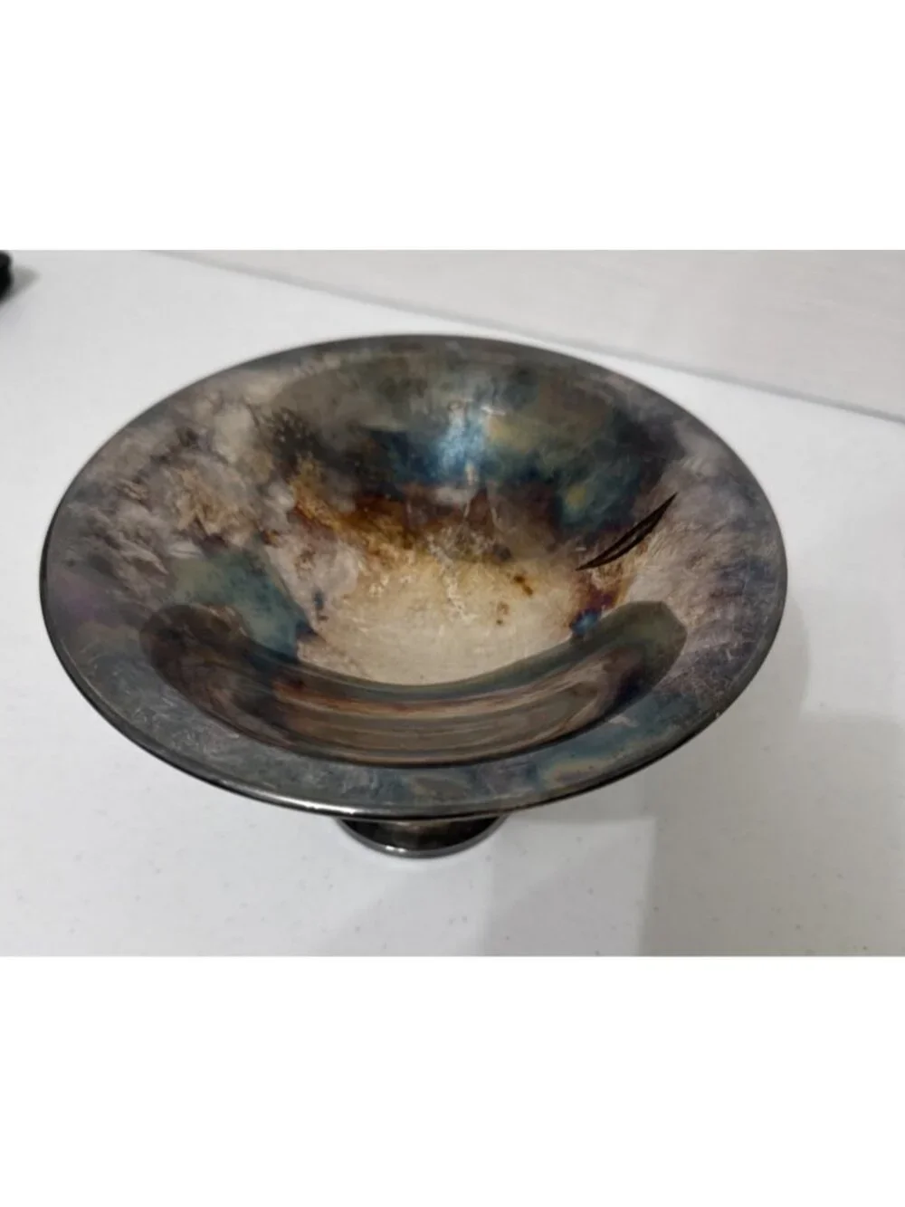 Vtg Oneida Silverplate Pedestal Compote Candy Nut Dish USA Holiday Collectible